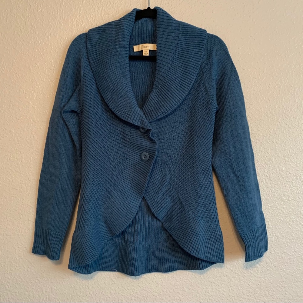 Blue Rounded Hem Cardigan | Sweater